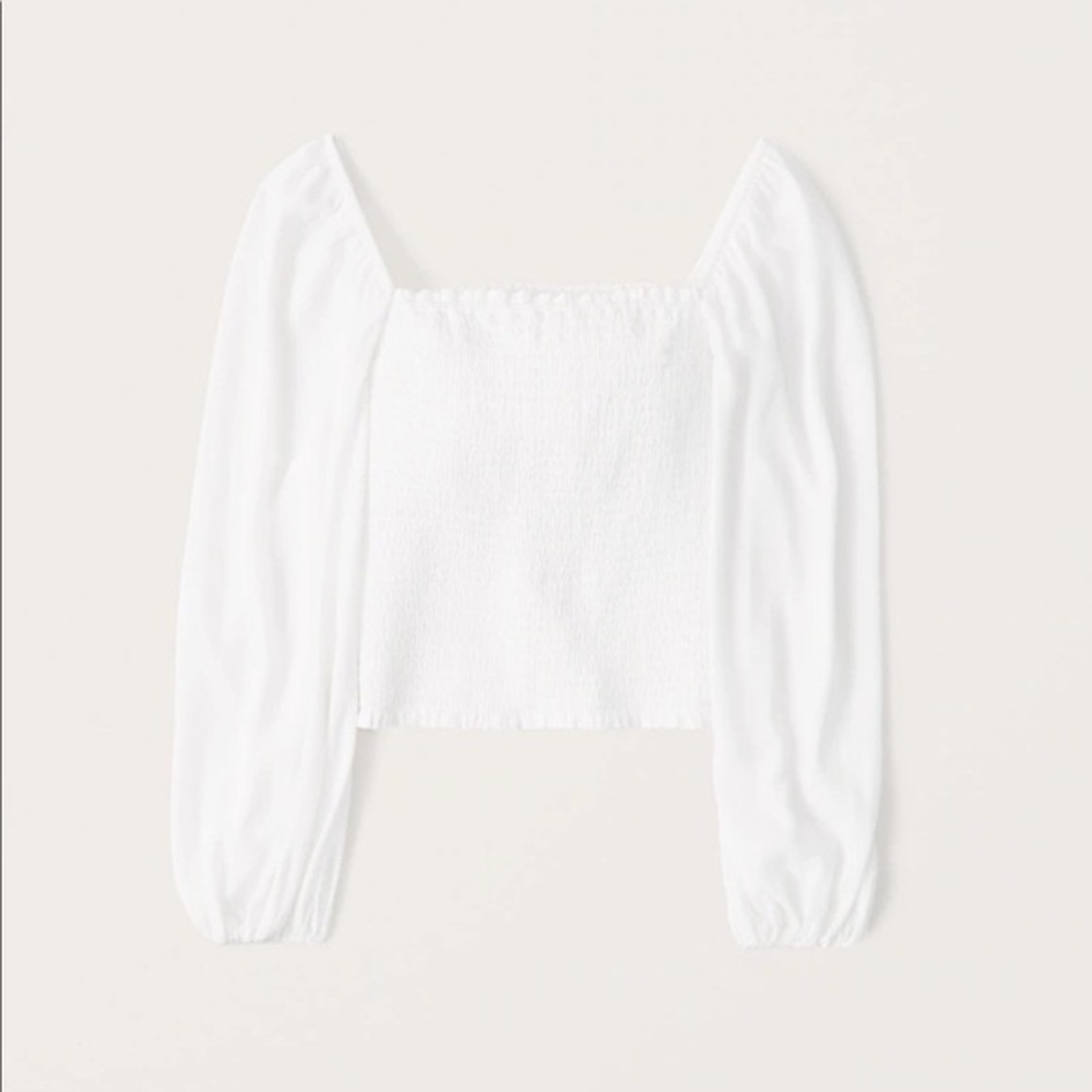 Abercrombie Smocked Puff Sleeve Top White - Size XXS